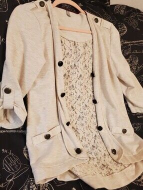 Vanity Women's M Open Cardigan Lace